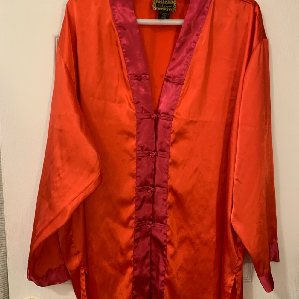 Red/Pink Satin Kimono set & Dusty Pink vintage pajama. Pink stretchy XL, Red XXL